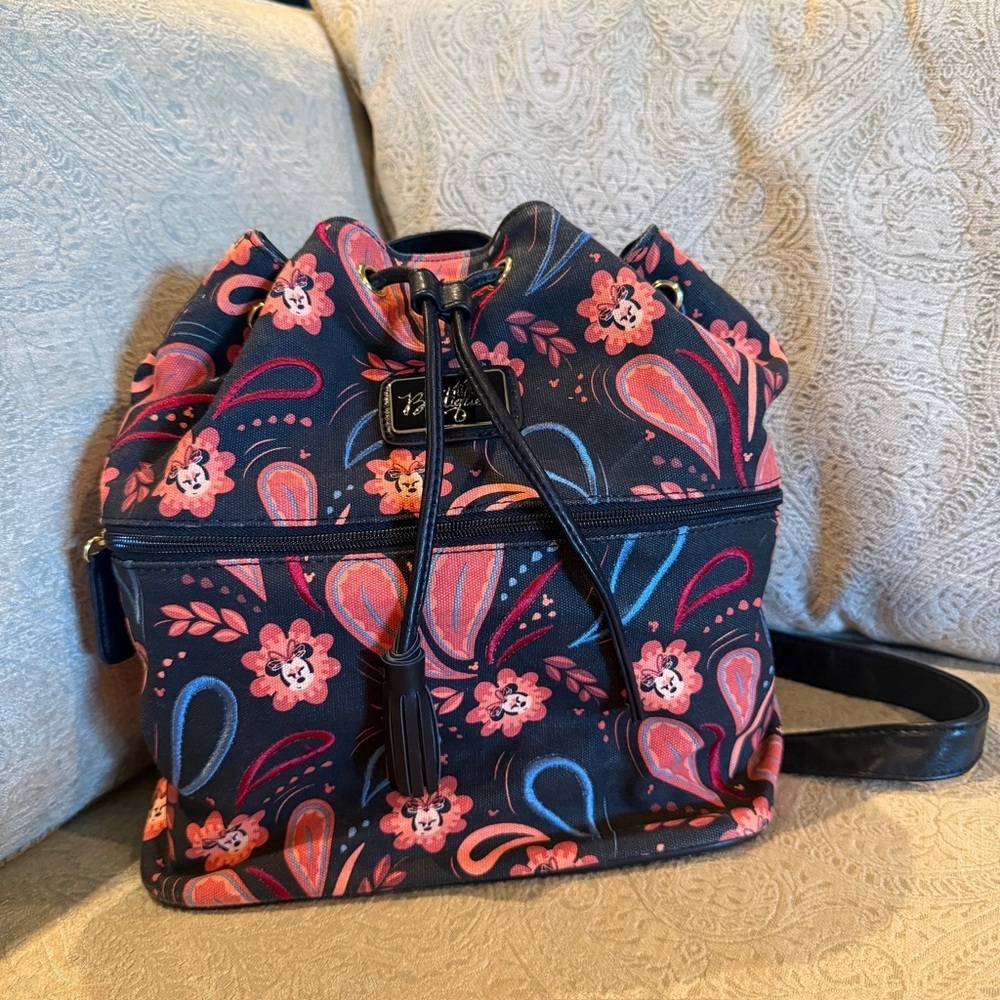 Disney Boutique Minnie Mouse Floral Patterned Canvas Backpack